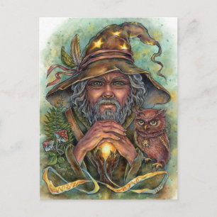 Wizard Briefkaart Forest Fantasy Magische Uil