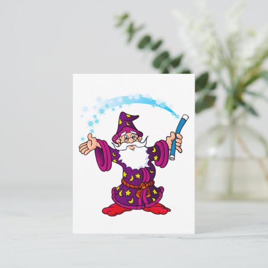 Wizard cartoon briefkaart (Staand voorkant)