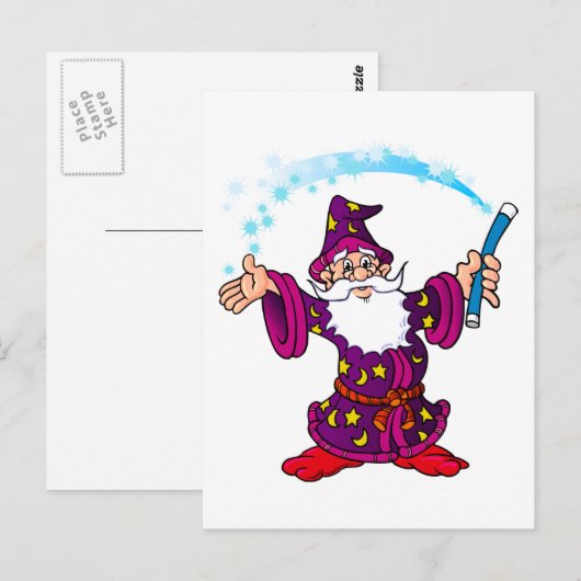 Wizard cartoon briefkaart (Voorkant / Achterkant)