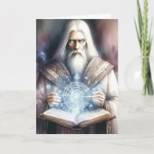 Wizard Casting van een Spellbook Fantasy Waterverf Kaart (Voorkant)