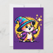 Wizard Cat - Magische Pixel Art Fantasy Design Feestdagenkaart (Voorkant)