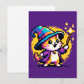 Wizard Cat - Magische Pixel Art Fantasy Design Feestdagenkaart (Voorkant / Achterkant)