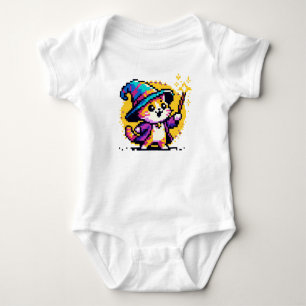 Wizard Cat - Magische Pixel Art Fantasy Design Romper