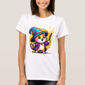 Wizard Cat - Magische Pixel Art Fantasy Design T-shirt (Voorkant)
