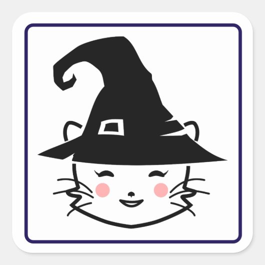 Wizard Cat Vierkante Sticker (Voorkant)