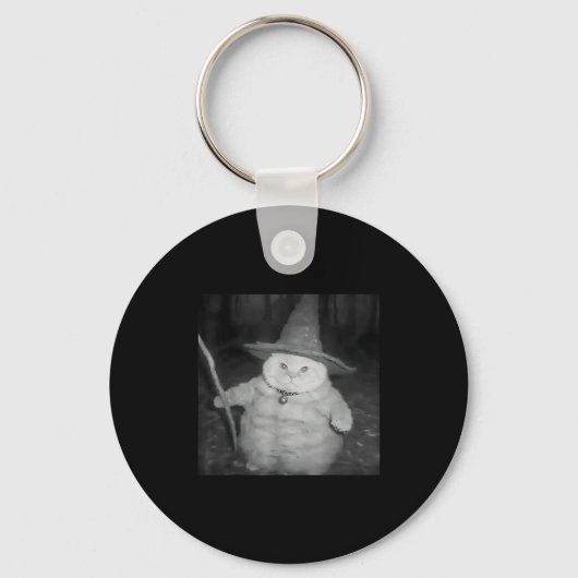 Wizard Cat Weird Funny Halloween Cat Meme Sleutelhanger (Voorkant)