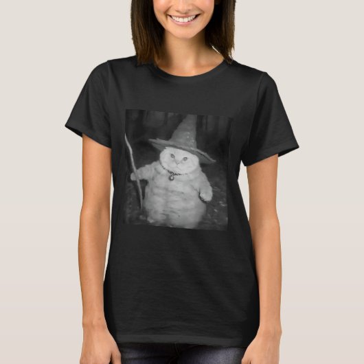 Wizard Cat Weird Funny Halloween Cat Meme T-shirt (Voorkant)