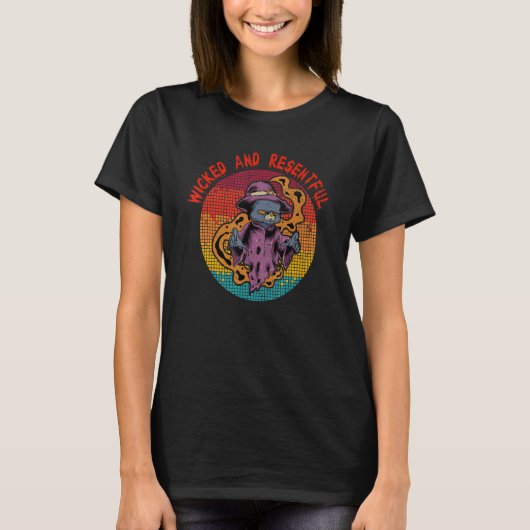 Wizard cat witch t-shirt (Voorkant)