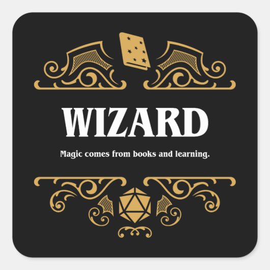 Wizard Class Tabletop RPG Gaming Vierkante Sticker (Voorkant)