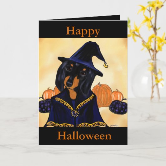 Wizard Dachshund Kaart (Gele Bloem)