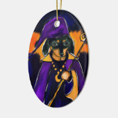 WIZARD DACHSHUND KERAMISCH ORNAMENT (Links)