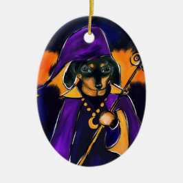 WIZARD DACHSHUND KERAMISCH ORNAMENT