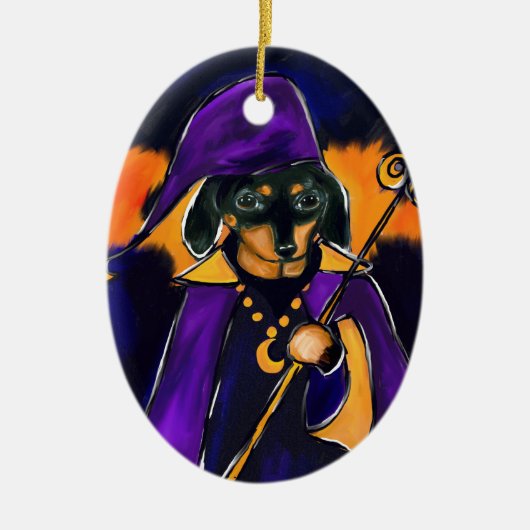 WIZARD DACHSHUND KERAMISCH ORNAMENT (Voorkant)