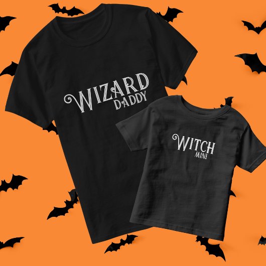 Wizard Daddy Zwart Halloween Family Matching T-shirt