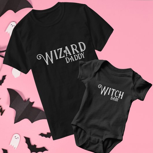 Wizard Daddy Zwart Halloween Family Matching T-shirt