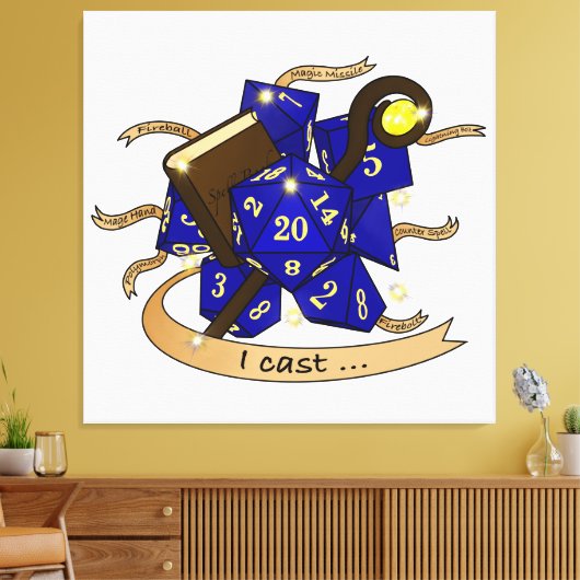 Wizard Dice Design Canvas Afdruk (Insitu (Woonkamer))