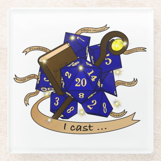 Wizard Dice Design Glazen Onderzetter (Voorkant)