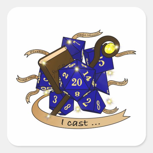 Wizard Dice Design Vierkante Sticker (Voorkant)