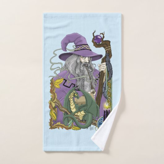 Wizard Dragon Fantasy Paarse Bad Handdoek (Handdoek)