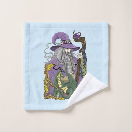Wizard Dragon Fantasy Paarse Bad Handdoek (Wasdoekje)