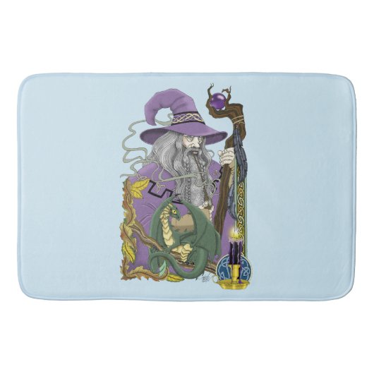 Wizard Dragon Fantasy Paarse Badmat (Voorkant)