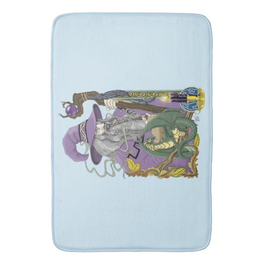 Wizard Dragon Fantasy Paarse Badmat (Voorkant Verticaal)