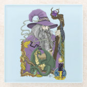 Wizard Dragon Fantasy Paarse Glazen Onderzetter (Voorkant)