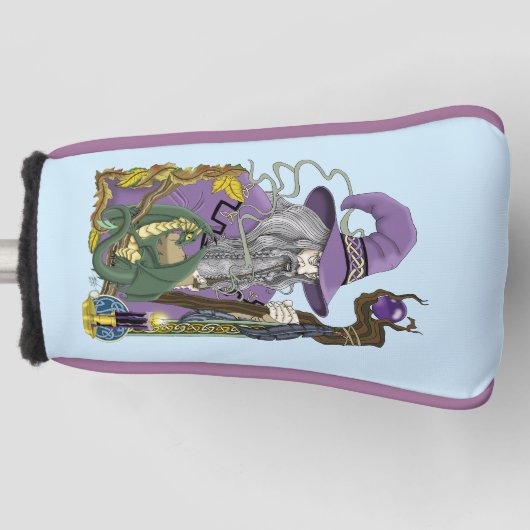 Wizard Dragon Fantasy Paarse Golfheadcover (Voorkant)