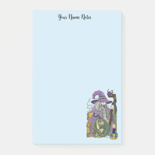 Wizard Dragon Fantasy Paarse Post-it® Notes (Voorkant)