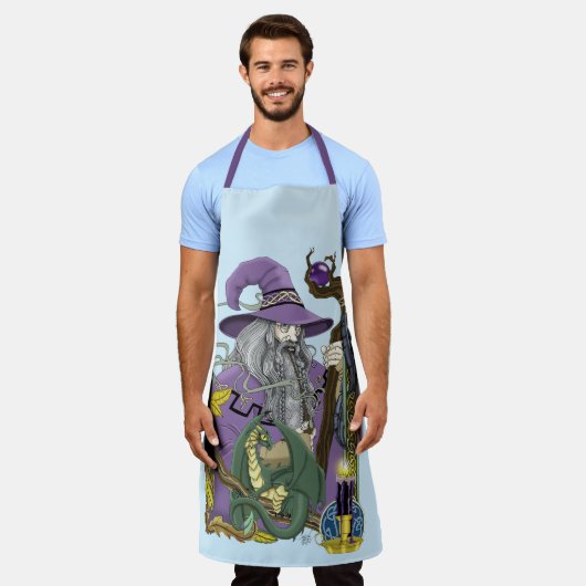 Wizard Dragon Fantasy Paarse Schort (Gedragen)