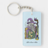 Wizard Dragon Fantasy Paarse Sleutelhanger (Voorkant)