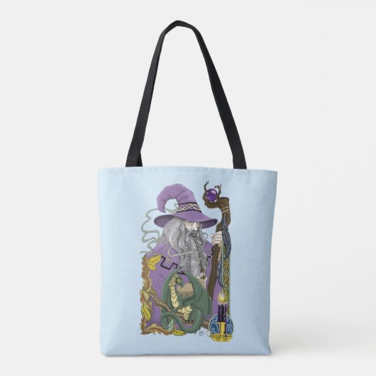 Wizard Dragon Fantasy Paarse Tote Bag (Achterkant)