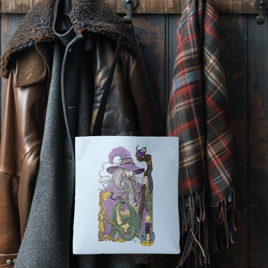 Wizard Dragon Fantasy Paarse Tote Bag