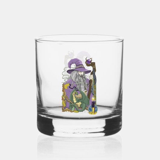 Wizard Dragon Fantasy Paarse Whisky Glas (Achterkant)