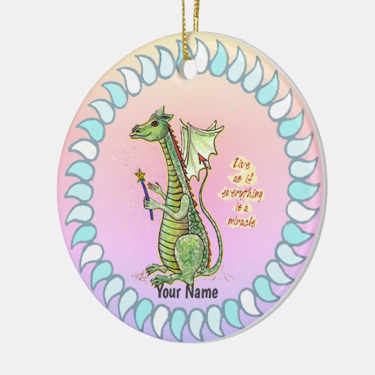 Wizard Dragon Keramisch Ornament (Links)