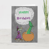 Wizard en Dragon Verjaardag Kaart (Voorkant)