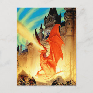 Wizard en het Vuur Dragon Briefkaart   Fantasiekun