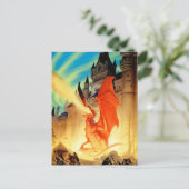 Wizard en het Vuur Dragon Briefkaart | Fantasiekun (Staand voorkant)