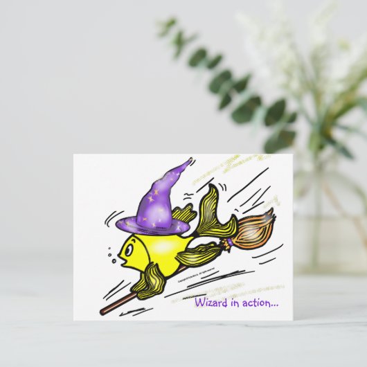 Wizard Fish - grappige tekening Briefkaart (Staand voorkant)