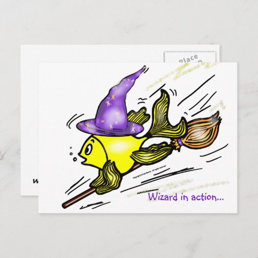 Wizard Fish - grappige tekening Briefkaart (Voorkant / Achterkant)