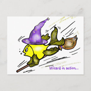 Wizard Fish - grappige tekening Briefkaart
