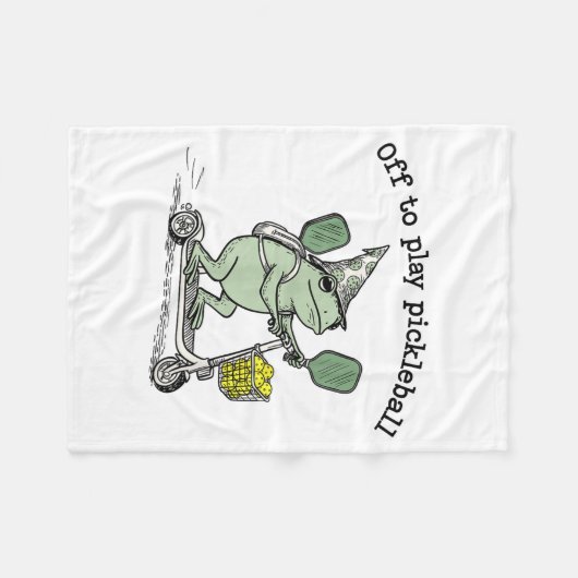 Wizard Frog Hold Racket Scooter Ride Off To Play P Fleece Deken (Voorkant (Horizontaal))