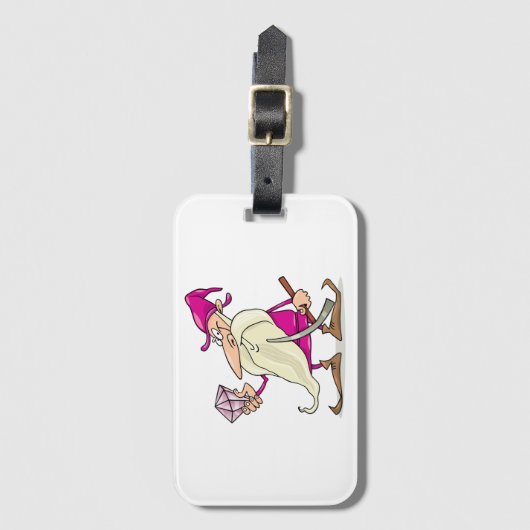Wizard Gnome with Large Diamond Gemstone Bagagelabel (Voorkant (verticaal))