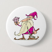 Wizard Gnome with Large Diamond Gemstone Ronde Button 7,6 Cm (Voorkant)