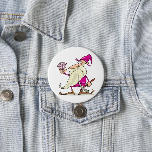 Wizard Gnome with Large Diamond Gemstone Ronde Button 7,6 Cm (In situ)