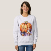 Wizard Goose Halloween Jack O Lantern Schattige Bi Trui (Voorkant volledig)