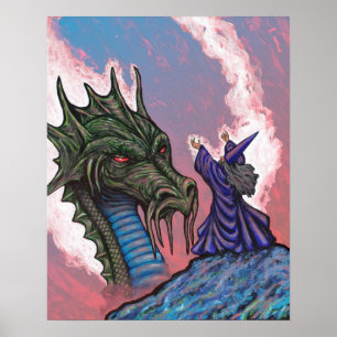 Wizard Groene dragon Poster