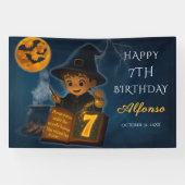 Wizard Halloween verjaardagsfeestje banner (Horizontaal)