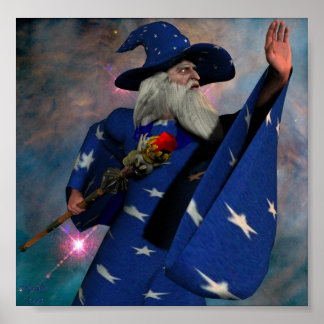 Wizard in blauw poster