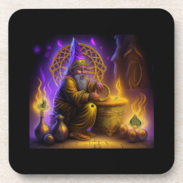 Wizard Is Seated At Table Conjuring A Spell Bier Onderzetter